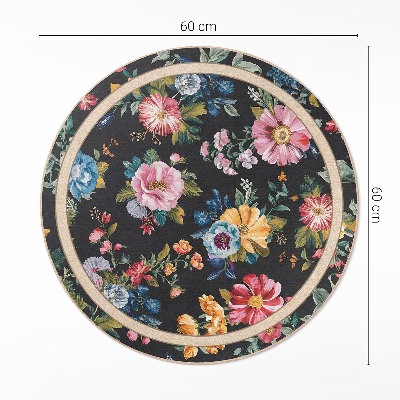 Covor rotund din vinil Pajiște de câmp cu flori bogat colorate vintage
