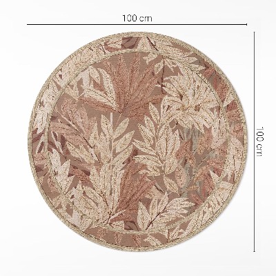 Covor rotund din vinil Flora de epocă boho cu frunze