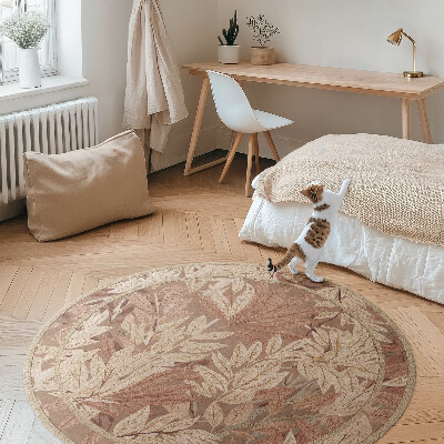 Covor rotund din vinil Flora de epocă boho cu frunze