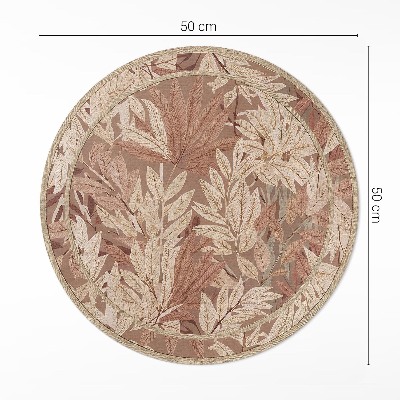 Covor rotund din vinil Flora de epocă boho cu frunze