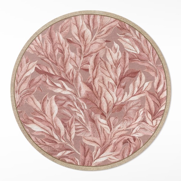 Covor rotund din vinil Frunze delicate pastel boho
