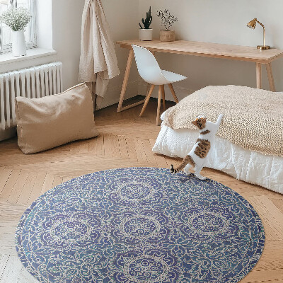 Covor rotund din vinil Model geometric vintage bogat decorat