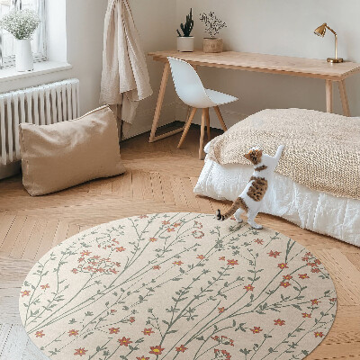 Covor rotund din vinil Câmp fin de flori boho pajiște delicată