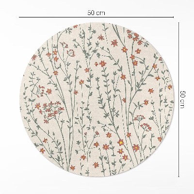Covor rotund din vinil Câmp fin de flori boho pajiște delicată