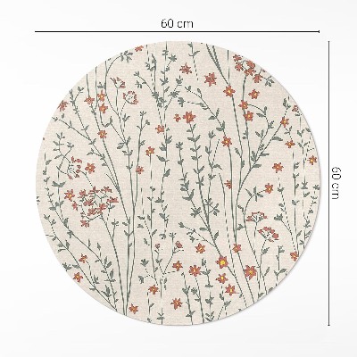 Covor rotund din vinil Câmp fin de flori boho pajiște delicată