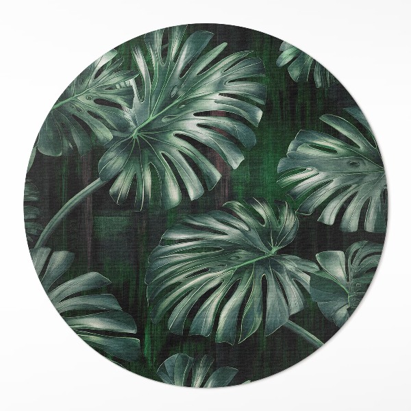 Covor rotund din vinil Frunze de monstera tropicală