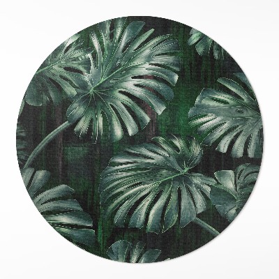 Covor rotund din vinil Frunze de monstera tropicală