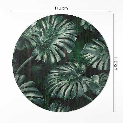 Covor rotund din vinil Frunze de monstera tropicală