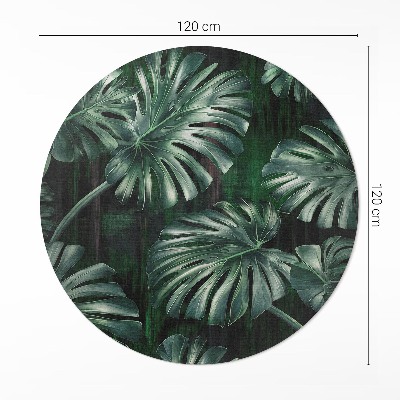 Covor rotund din vinil Frunze de monstera tropicală