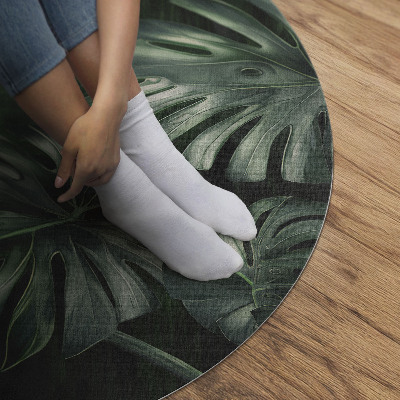 Covor rotund din vinil Frunze de monstera tropicală