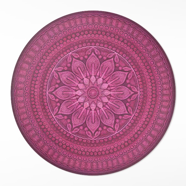 Covor rotund din vinil Mandala decorativă cu flori model boho