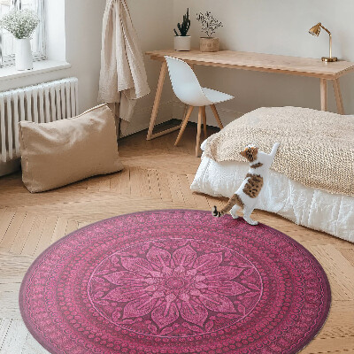 Covor rotund din vinil Mandala decorativă cu flori model boho