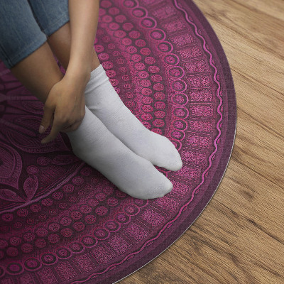 Covor rotund din vinil Mandala decorativă cu flori model boho