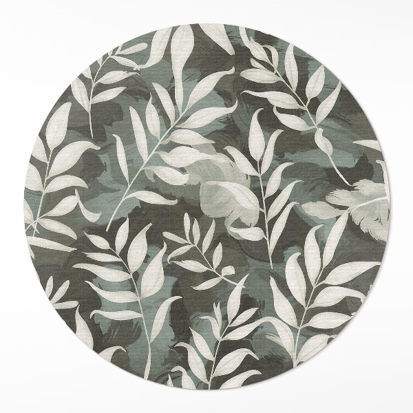 Covor rotund din vinil Frunze delicate strălucitoare vintage floral