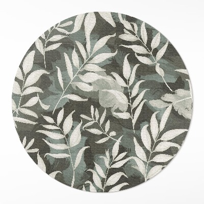 Covor rotund din vinil Frunze delicate strălucitoare vintage floral