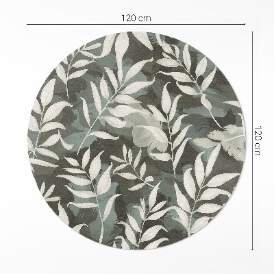 Covor rotund din vinil Frunze delicate strălucitoare vintage floral