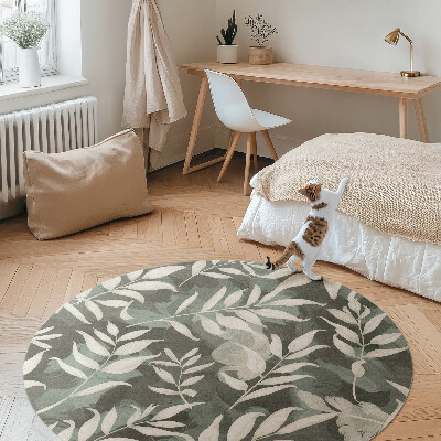 Covor rotund din vinil Frunze delicate strălucitoare vintage floral