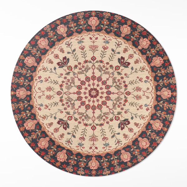 Covor rotund din vinil Mandala în stil persan motiv floral vintage