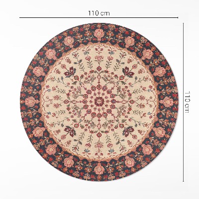 Covor rotund din vinil Mandala în stil persan motiv floral vintage