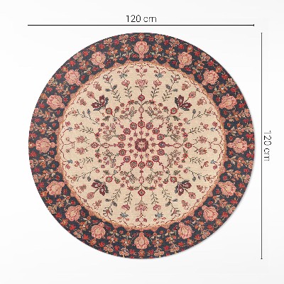 Covor rotund din vinil Mandala în stil persan motiv floral vintage