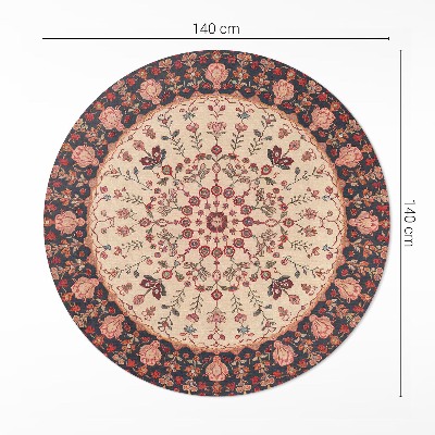 Covor rotund din vinil Mandala în stil persan motiv floral vintage