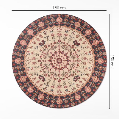 Covor rotund din vinil Mandala în stil persan motiv floral vintage