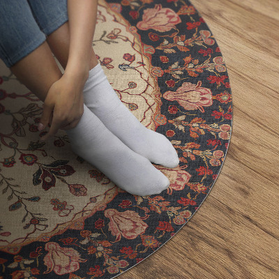 Covor rotund din vinil Mandala în stil persan motiv floral vintage