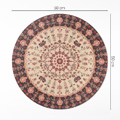 Covor rotund din vinil Mandala în stil persan motiv floral vintage