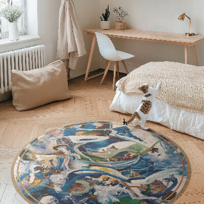 Covor rotund din vinil Pictură expresie abstractă urme de vopsea