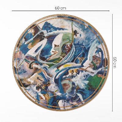 Covor rotund din vinil Pictură expresie abstractă urme de vopsea