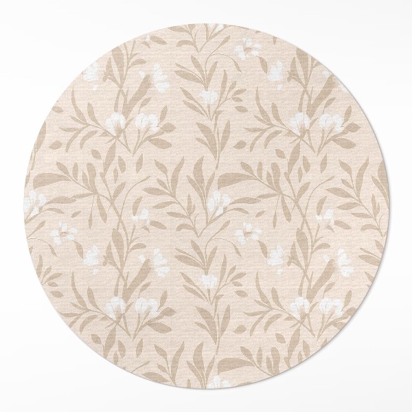 Covor rotund din vinil Model subtil de frunze delicate și flori boho