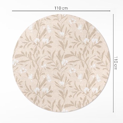Covor rotund din vinil Model subtil de frunze delicate și flori boho