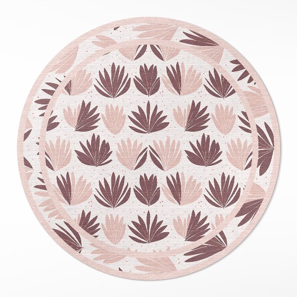 Covor rotund din vinil Model decorativ boho de plante cu flori pastelate