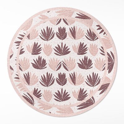 Covor rotund din vinil Model decorativ boho de plante cu flori pastelate