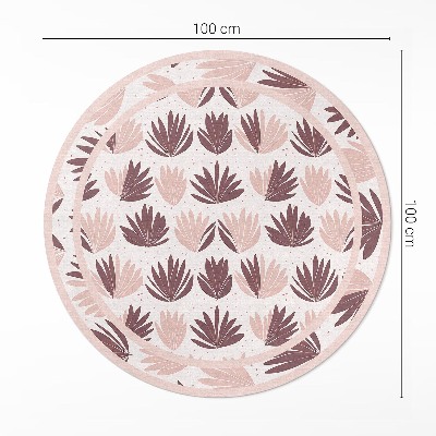 Covor rotund din vinil Model decorativ boho de plante cu flori pastelate