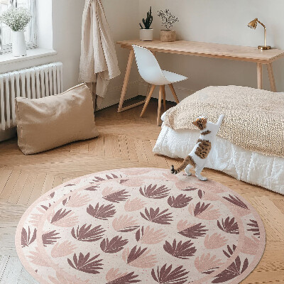 Covor rotund din vinil Model decorativ boho de plante cu flori pastelate