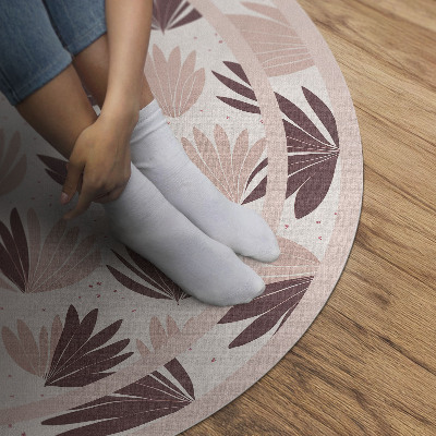 Covor rotund din vinil Model decorativ boho de plante cu flori pastelate