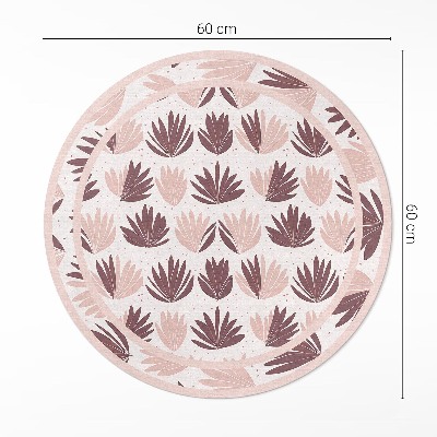 Covor rotund din vinil Model decorativ boho de plante cu flori pastelate