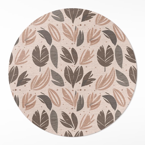 Covor rotund din vinil Ilustrație de frunze boho în stil delicat