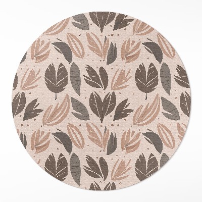 Covor rotund din vinil Ilustrație de frunze boho în stil delicat