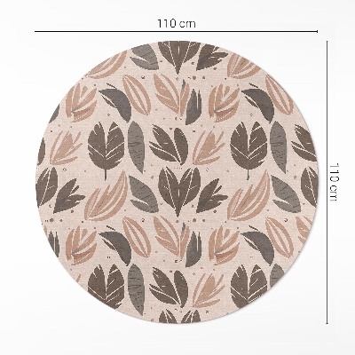 Covor rotund din vinil Ilustrație de frunze boho în stil delicat