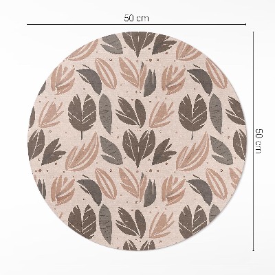 Covor rotund din vinil Ilustrație de frunze boho în stil delicat