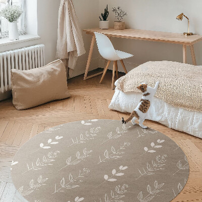 Covor rotund din vinil Frunze și crenguțe subtile în stil boho