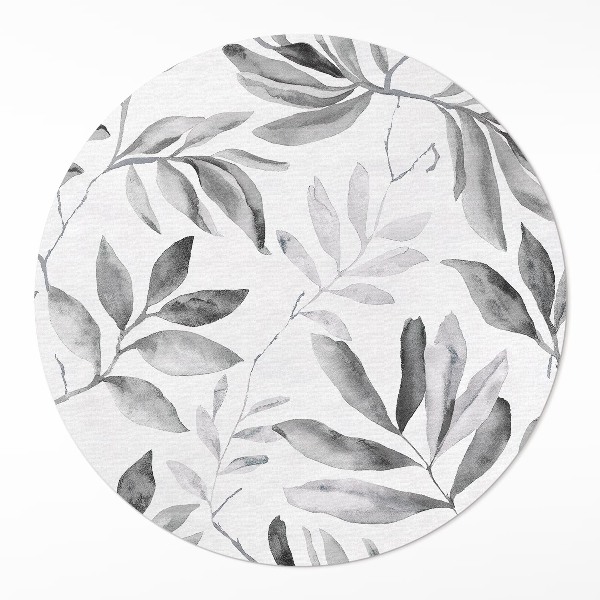 Covor rotund din vinil Acuarelă monocromă frunze delicate