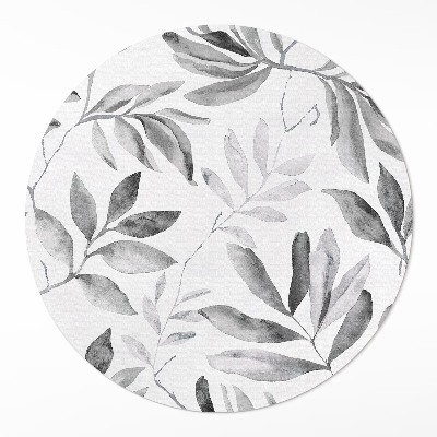 Covor rotund din vinil Acuarelă monocromă frunze delicate