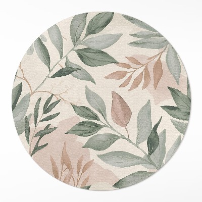 Covor rotund din vinil Acuarelă cu ramuri și frunze delicate boho