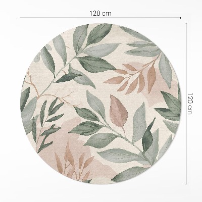 Covor rotund din vinil Acuarelă cu ramuri și frunze delicate boho