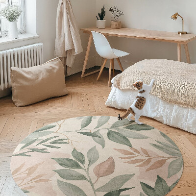Covor rotund din vinil Acuarelă cu ramuri și frunze delicate boho