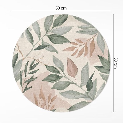 Covor rotund din vinil Acuarelă cu ramuri și frunze delicate boho
