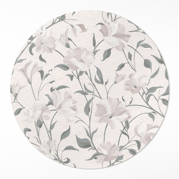 Covor rotund din vinil Subtile flori frumoase de plante în stil boho